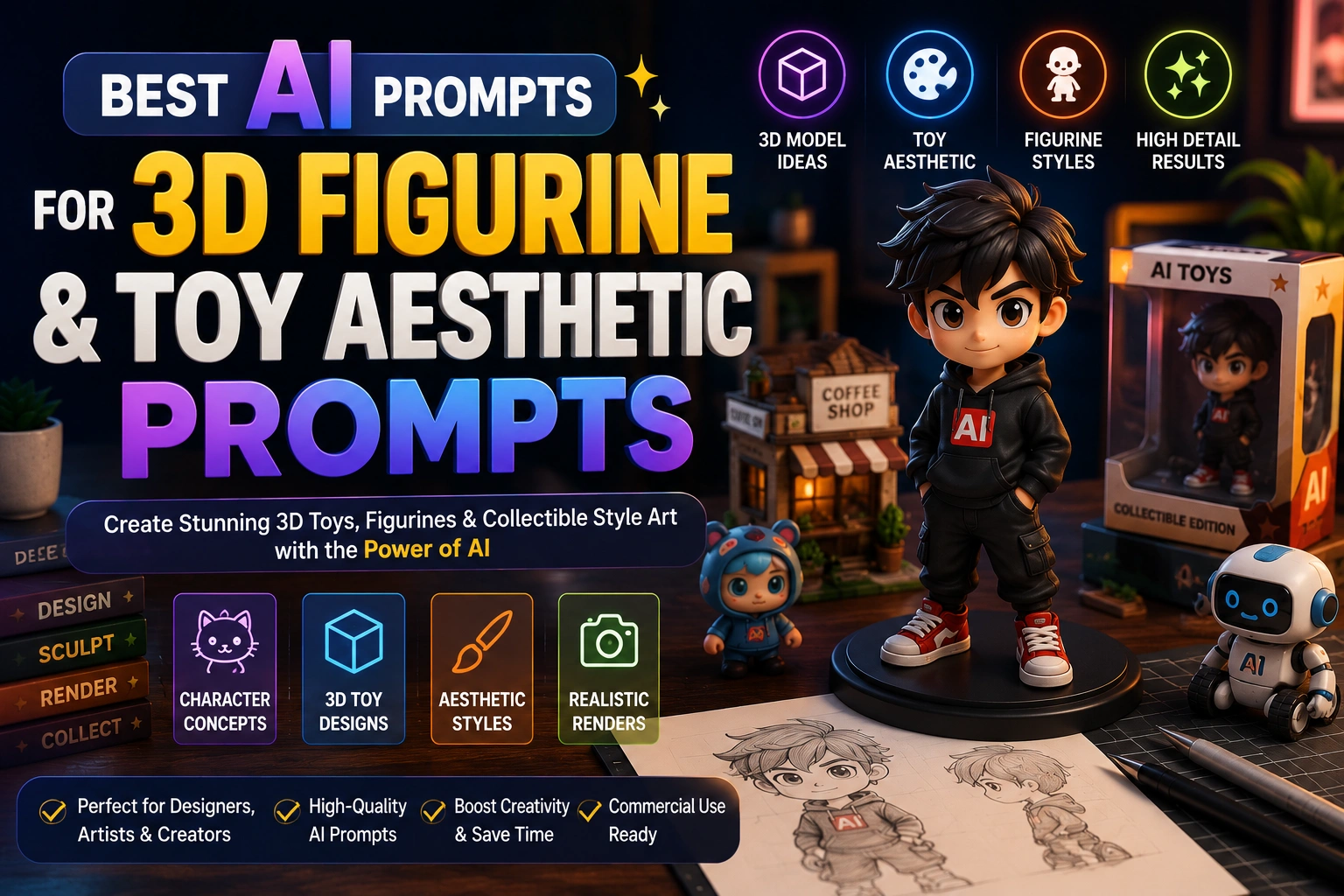 20+ Best AI Prompts for 3D Figurine & Toy Aesthetic