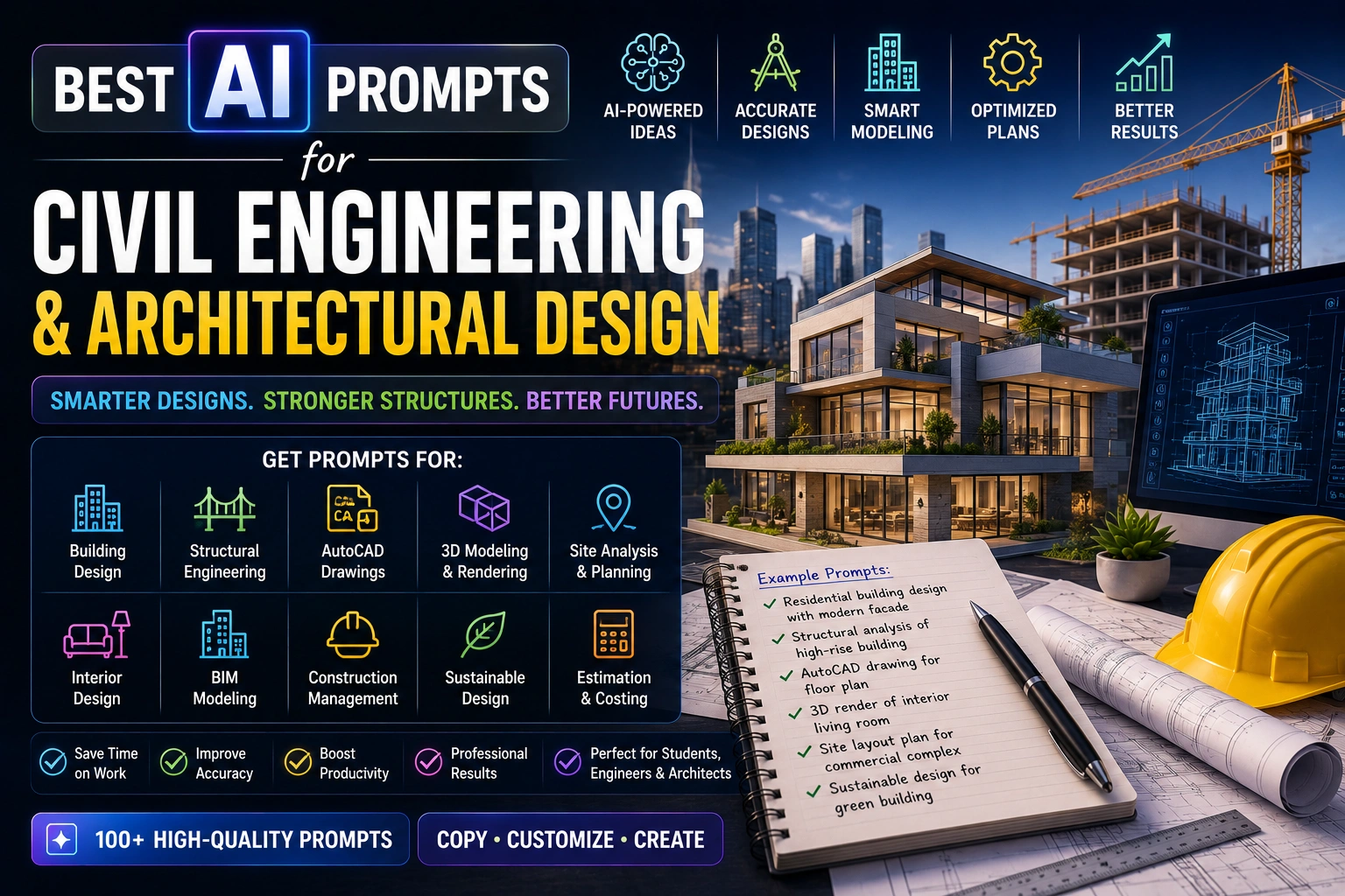 50+ Best AI Prompts for Civil Engineering & Architectural Design